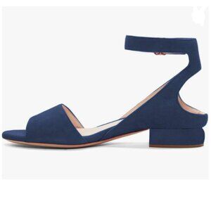 XYD Dark Blue Strappy Low Heel for Women Open Toe Ankle Strap Slingback Sandal